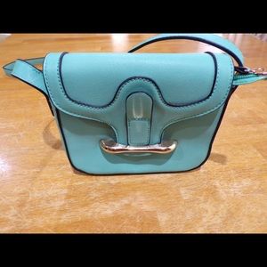 Blue green spring crossbody, small NWOT